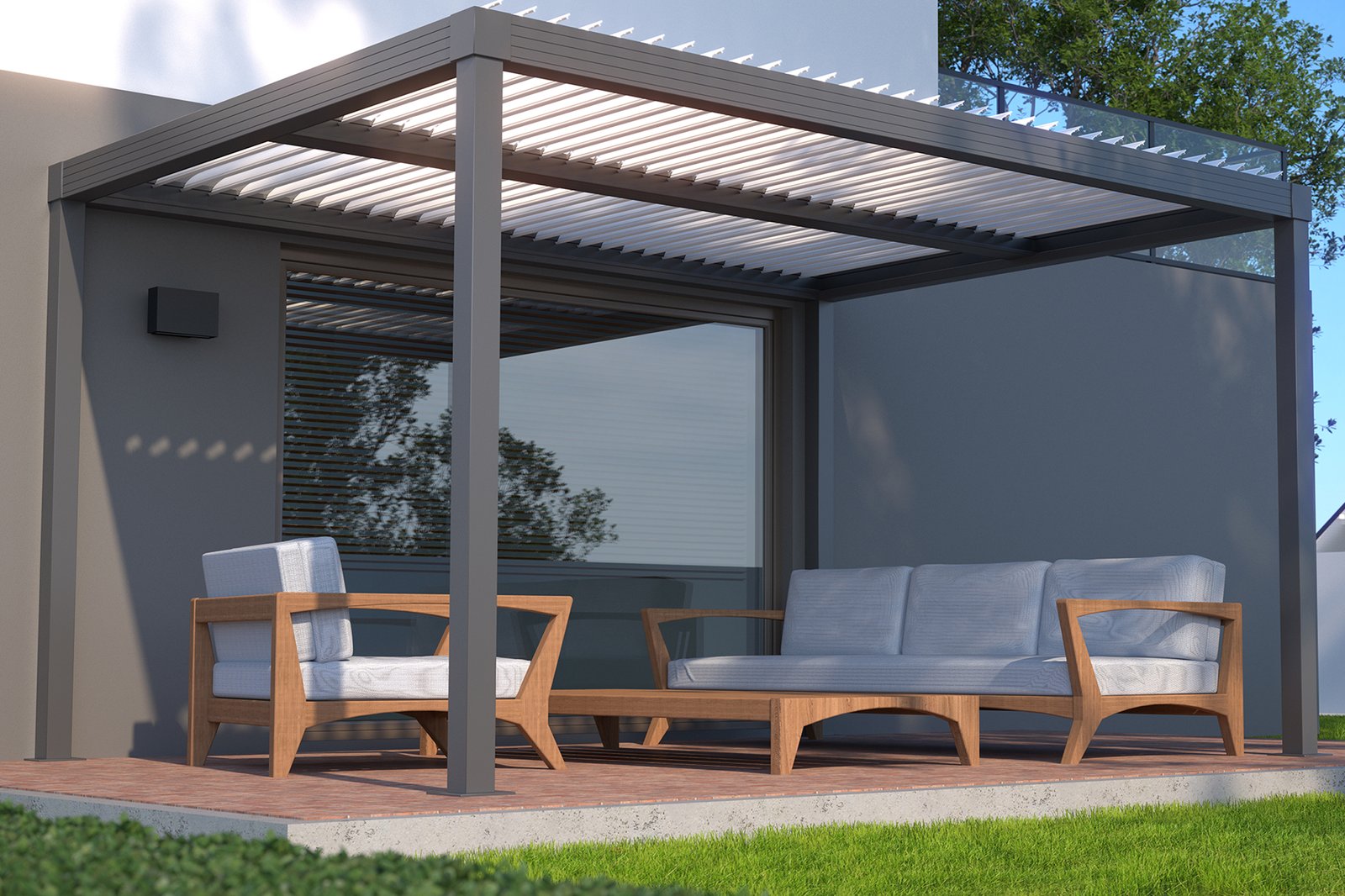 A luxury white mansion